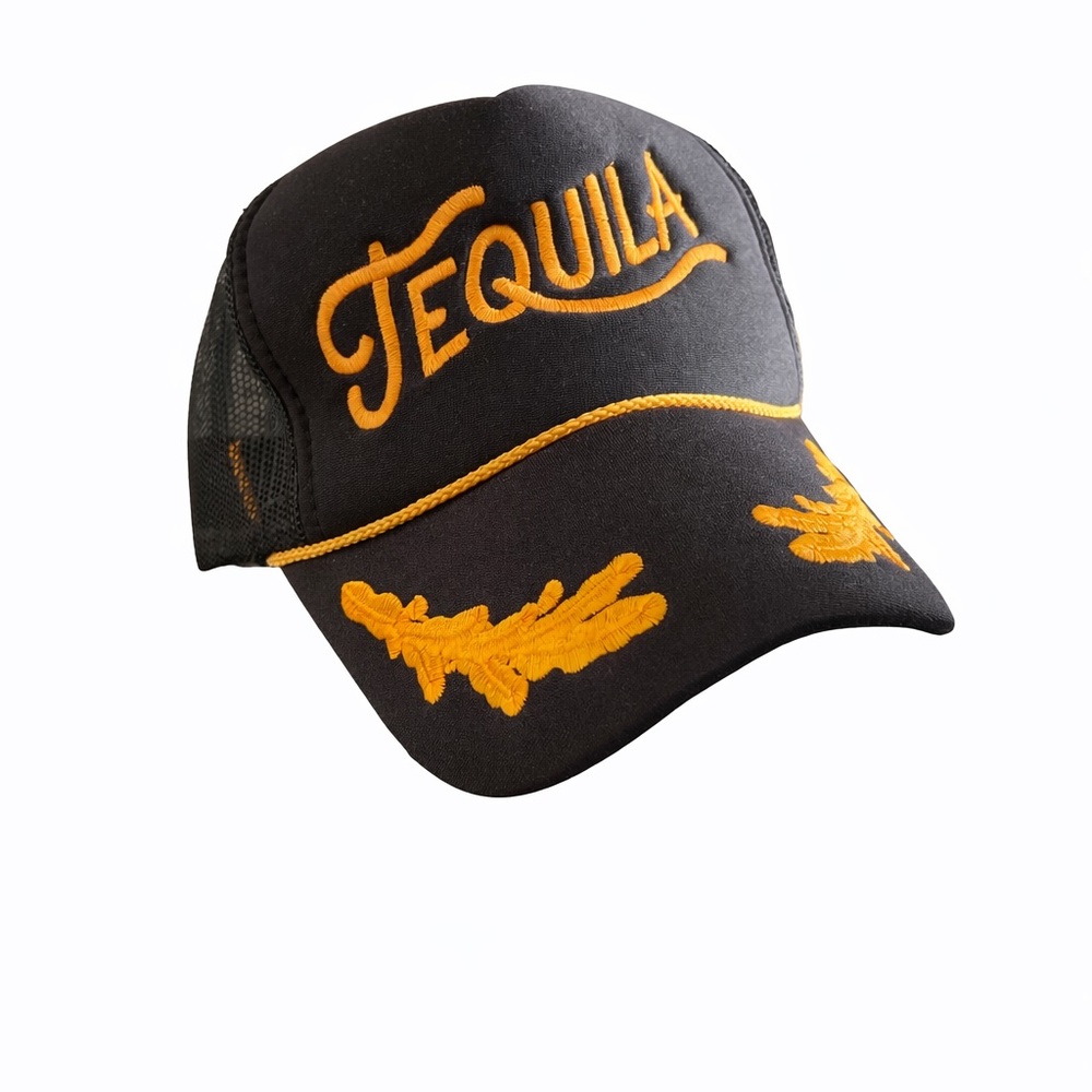 Black Cap with Gold Embroidery